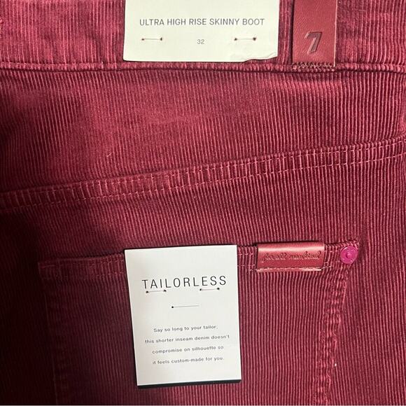 7 For All Mankind Ultra High Rise Skinny Boot in Burgundy Size 32 - Picture 10 of 15